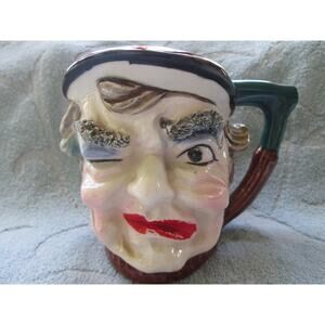 Toby type mug, winking man, spaghetti eyebrows, 4 1/2" tall, vintage
